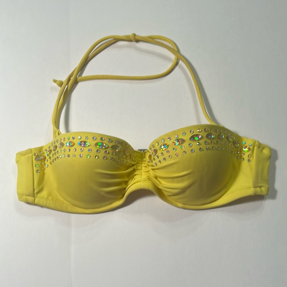 Victoria’s Secret yellow bling swim suit top.  Size 34A